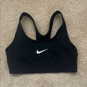 Nike Girls Black Sports Bra with White Logo medium size